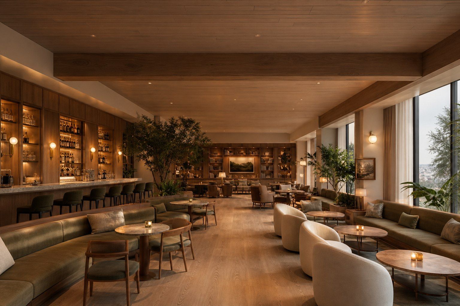 ALÜM club bar lounge with backlit bottle shelves