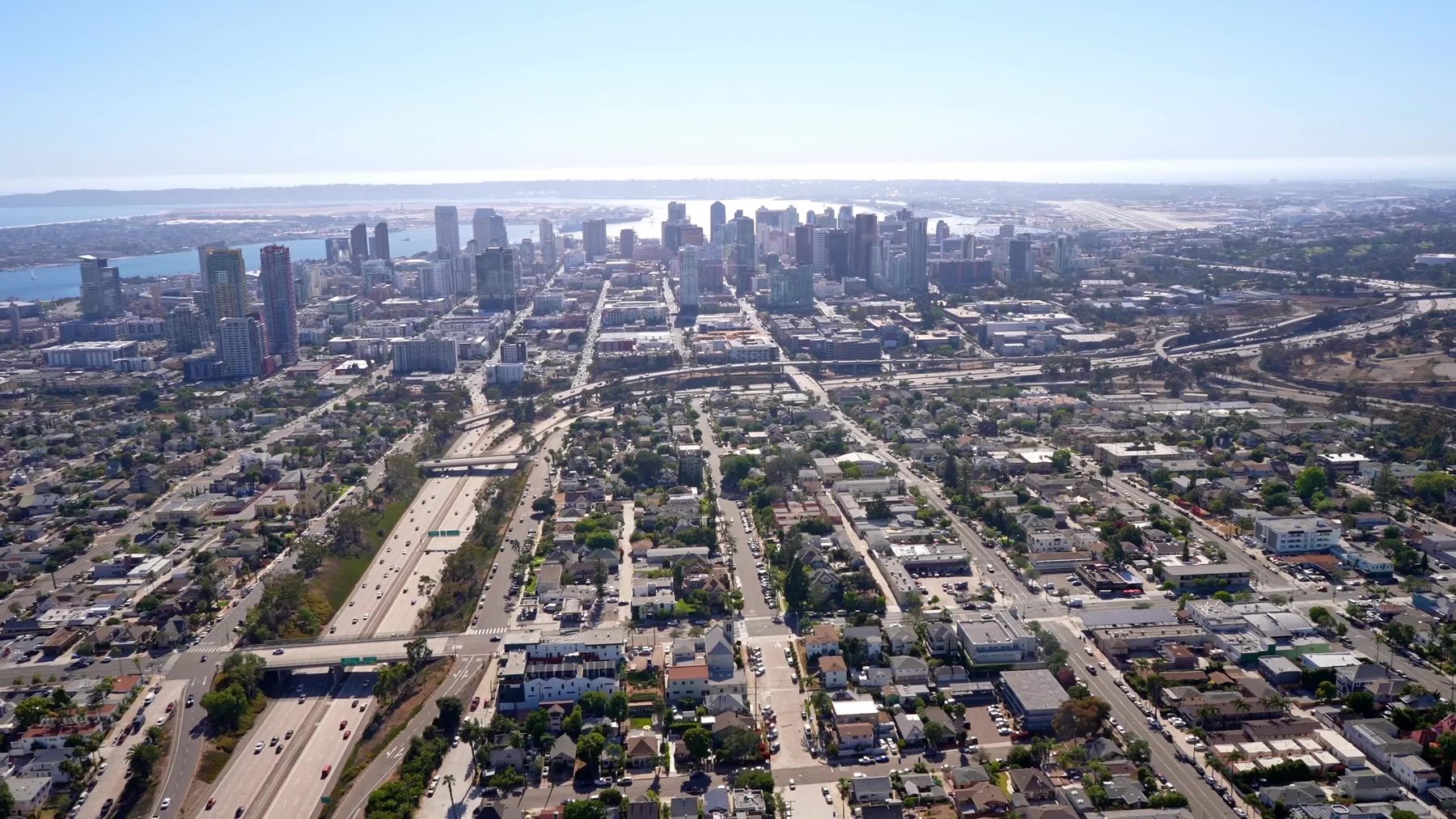 Aerial — Golden Hill, the project site and downtown San Diego